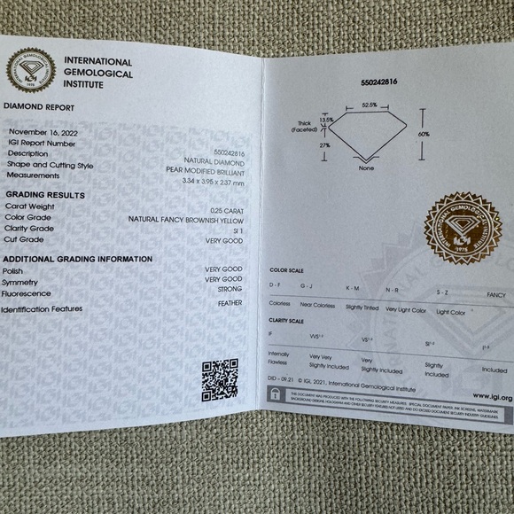 DIAMOND fancy color/shape 0.25ct certified - Picture 3 of 3